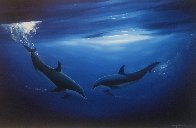 Dancing in the Deep Blue Sea 2000 58x40 Super Huge Original Painting by Robert Wyland - 0 Dancing in the Deep Blue Sea 2000 58x40 Super Huge Original Painting by Robert Wyland - 0
