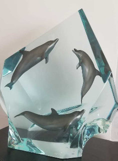 Dolphin Circle of Life Acrylic Sculpture 15 in Sculpture - Robert Wyland