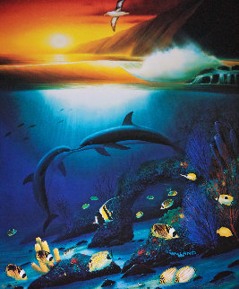 Kissing Dolphins AP 1990 Limited Edition Print - Robert Wyland Kissing Dolphins AP 1990 Limited Edition Print - Robert Wyland