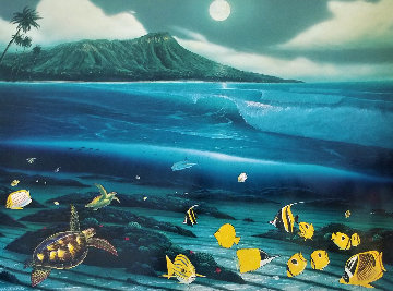 Diamond Head Moon 1996 Limited Edition Print - Robert Wyland Diamond Head Moon 1996 Limited Edition Print - Robert Wyland