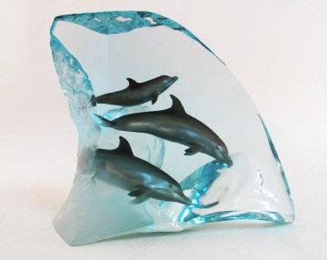 Dolphin Tribe Acrylic  Sculpture  AP 1998 14 in Sculpture - Robert Wyland