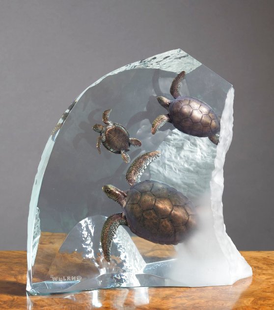 Turtle Tribe AP Acrylic Sculpture  2002 14 in Sculpture by Robert Wyland