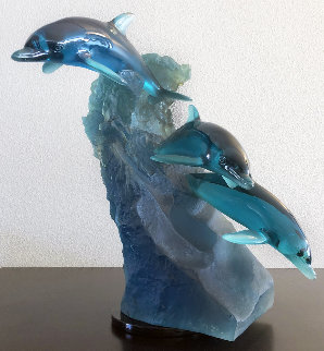 Ocean Riders Acrylic Sculpture 1992 17 in Sculpture - Robert Wyland