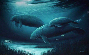 Endangered Manatees 1991 Limited Edition Print - Robert Wyland Endangered Manatees 1991 Limited Edition Print - Robert Wyland