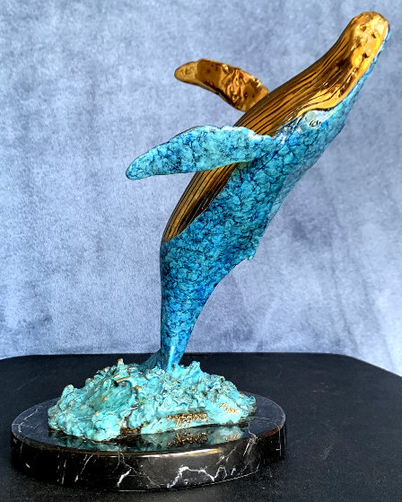 Humpback Breaching Bronze Sculpture 1991 9 in Sculpture by Robert Wyland