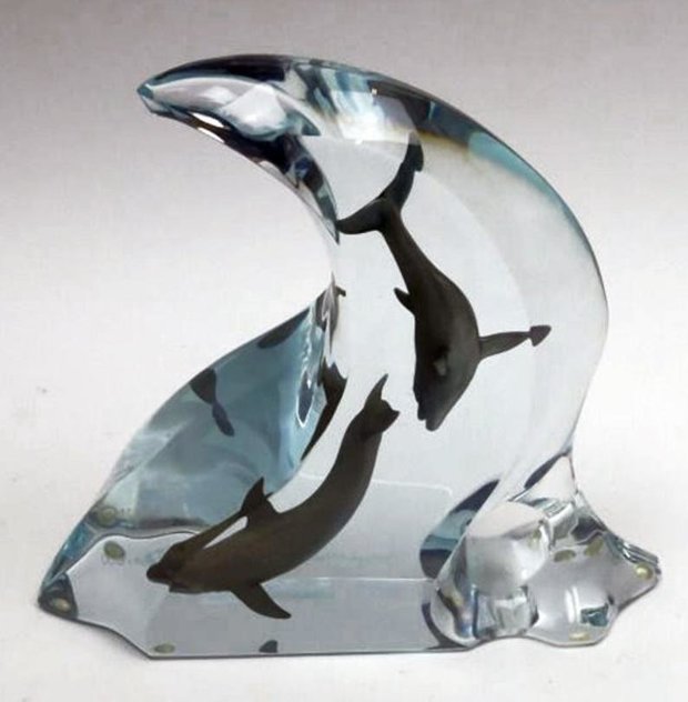 Dolphin Light Acrylic Sculpture AP 2004 9 in Sculpture by Robert Wyland