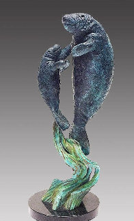 Endangered Manatees Bronze Sculpture 1995 17 in Sculpture - Robert Wyland Endangered Manatees Bronze Sculpture 1995 17 in Sculpture - Robert Wyland