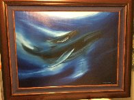 Moving Ocean Whales 2001 39x49  Huge Original Painting by Robert Wyland - 1