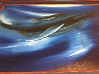 Moving Ocean Whales 2001 39x49  Huge Original Painting by Robert Wyland - 2