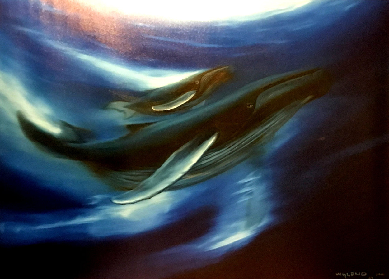 Moving Ocean Whales 2001 39x49  Huge Original Painting by Robert Wyland
