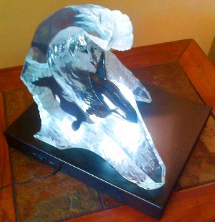 Orca Riders 30th Anniversary Lucite Sculpture AP 2008 14 in Sculpture - Robert Wyland