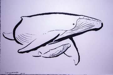 Humpback Mother And Calf Pen and Ink 2009 Original Painting - Robert Wyland Humpback Mother And Calf Pen and Ink 2009 Original Painting - Robert Wyland