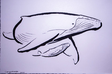 Humpback Mother And Calf Unique Pen and Ink 2009 22x30 Works on Paper (not prints) - Robert Wyland