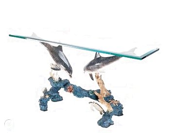 Dolphin Arch Entry Bronze Table  1997 31x48 Sculpture - Robert Wyland