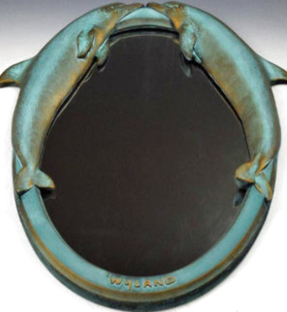 Dolphin Romance Bronze Mirror 1997 27 in Sculpture by Robert Wyland