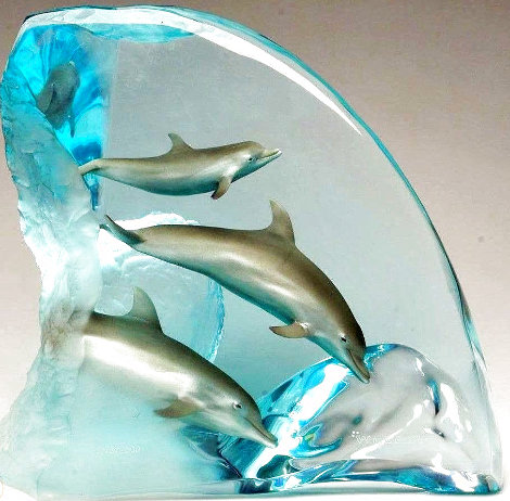 Dolphin Tribe Acrylic Sculpture AP 1999 14 in Sculpture - Robert Wyland