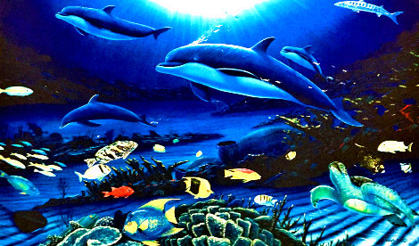 In the Company of Dolphins AP 2002 Embellished Limited Edition Print - Robert Wyland