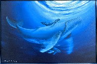 Untitled Painting 2014 34x46 - Huge Albino Humpback and Calf Original Painting by Robert Wyland - 2