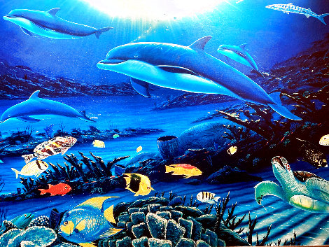 In the Company of Dolphins 1999 Huge Limited Edition Print - Robert Wyland