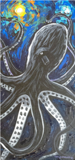 Tentacles in the Starry Sea 2015 10 X 20 Original Painting by Robert Wyland