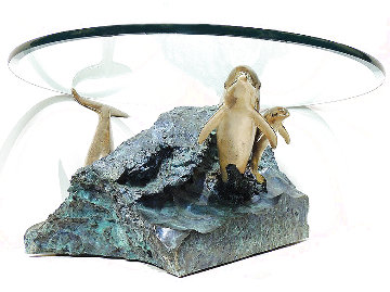 Dolphin Experience End Table Bronze Sculpture 1992 32 in Sculpture - Robert Wyland Dolphin Experience End Table Bronze Sculpture 1992 32 in Sculpture - Robert Wyland