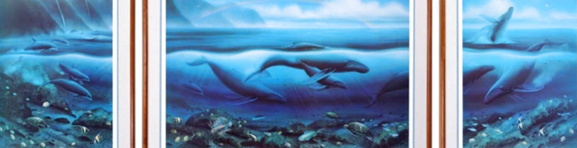 Hawaii Triptych 1987 - Huge Mural Size 32x94 Limited Edition Print by Robert Wyland
