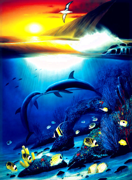 Kissing Dolphins 1990 Limited Edition Print by Robert Wyland
