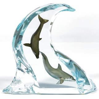 Dolphin Light Lucite Sculpture 1998 9 in  Sculpture - Robert Wyland