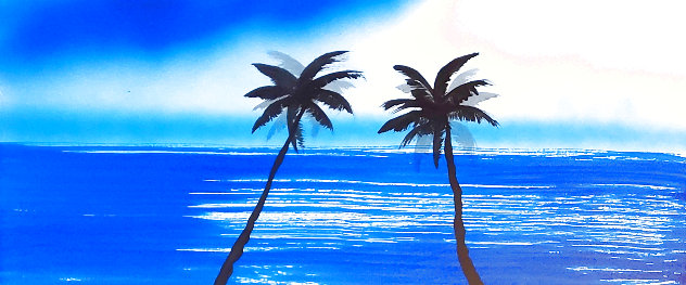 Palm Trees Watercolor 16x29 Watercolor by Robert Wyland