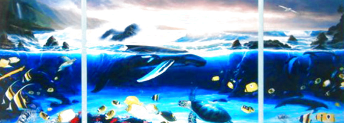 Ocean Trilogy 1993 - Huge Mural Size Triptych - 42x87 - Collaboration w Tabora - Huge Limited Edition Print by Robert Wyland