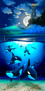 Guiding Light Seascape 1999 - Huge - Collaboration with Hogue Limited Edition Print - Robert Wyland