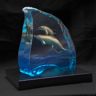 Dolphin Blues Acrylic Sculpture 2017 14 in  Sculpture - Robert Wyland
