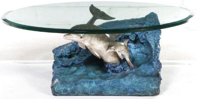 Dolphin Experience Bronze Coffee Table Sculpture 1995 26 in Sculpture by Robert Wyland