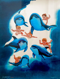 Ocean Babies - Collaboration with Janet Stewart 1996 Limited Edition Print - Robert Wyland