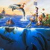 Dolphin Rides 1992 - Collaboration w/ Jim Warren - Huge Limited Edition Print by Robert Wyland - 0