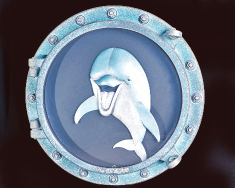 Dolphin Smile Porthole Sculpture 2003 24 in Sculpture - Robert Wyland