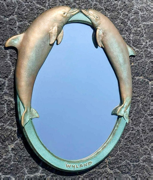 Dolphin Romance Bronze Mirror Sculpture 1997 27 in Sculpture by Robert Wyland