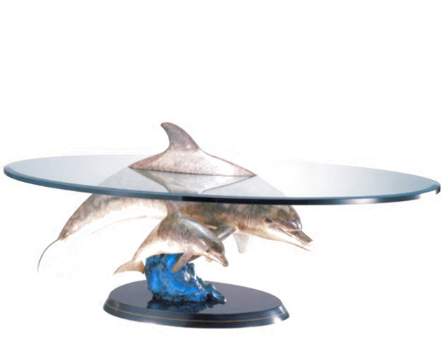 Above and Below Dolphins Bronze Table Sculpture 1995 18x40 Sculpture by Robert Wyland
