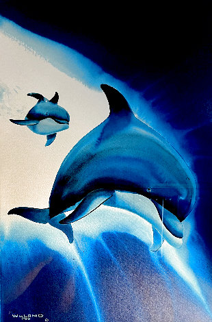 Untitled Dolphin Watercolor 1998 37x28 Watercolor - Robert Wyland