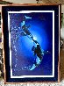 Twin Orcas 2006 44x32 - Huge - Koa Wood Frame Original Painting by Robert Wyland - 2