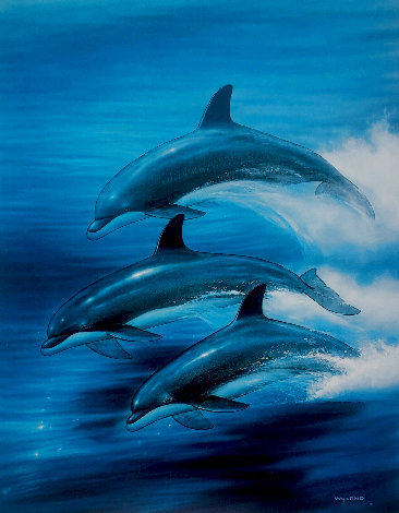 Dolphin Trio AP 2001 Embellished Limited Edition Print - Robert Wyland