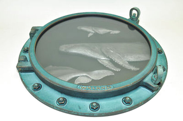 Humpback Family Porthole AP Bronze Sculpture  2000 23 in - Hawaii Sculpture - Robert Wyland