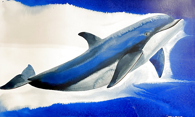 Dolphin Watercolor 2012 28x36 Watercolor by Robert Wyland
