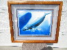 Untitled Whale Watercolor 1989 26x32 - Koa Wood Frame Watercolor by Robert Wyland - 1