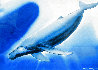 Untitled Whale Watercolor 1989 26x32 - Koa Wood Frame Watercolor by Robert Wyland - 0