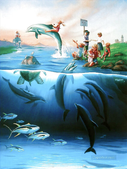 Dolphin Rides AP 1993 Limited Edition Offset Lithograph by Robert