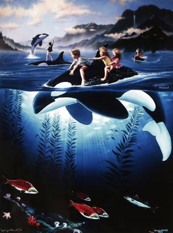 Whale Rides AP 1994 - Collaboration w/ Jim Warren Limited Edition Print - Robert Wyland