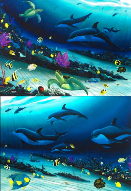 Radiant Reef Diptych - Huge 36x46 Limited Edition Print by Robert Wyland