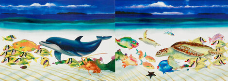 Conch Republic Diptych 2005 - Huge - Florida Limited Edition Print - Robert Wyland