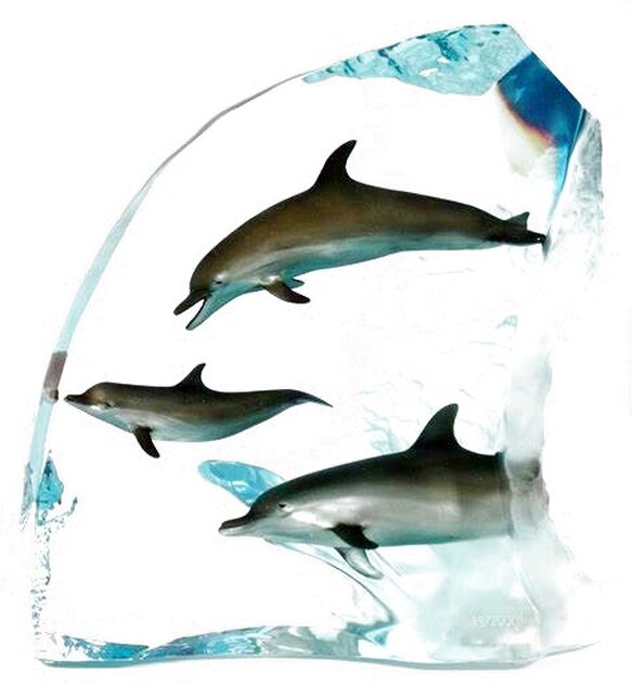 Dolphin Wonder Acrylic Sculpture 13 in Sculpture by Robert Wyland